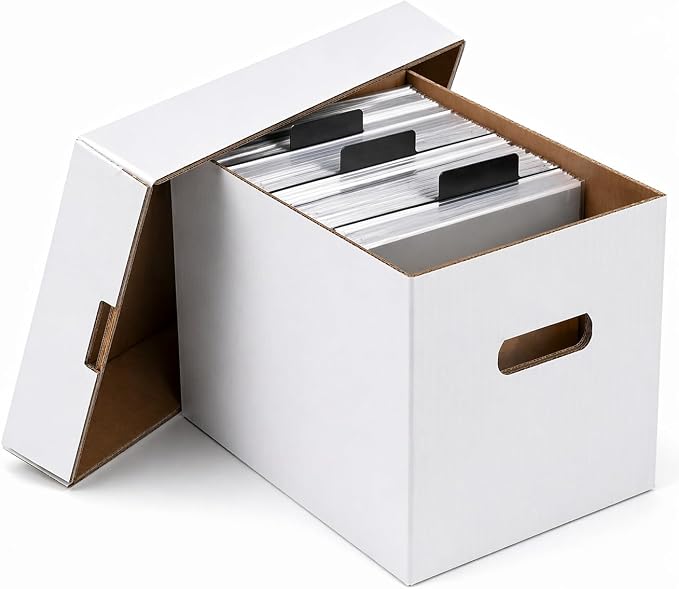 Thick-Grip Comic Book Storage Box — USA-Made, Holds 130-170 Comics, 250 LBs Strength Tested, No Glued Seams & Acid-free — Versatile Gemini Comic Book Box/Bin (1 Box with Lid)