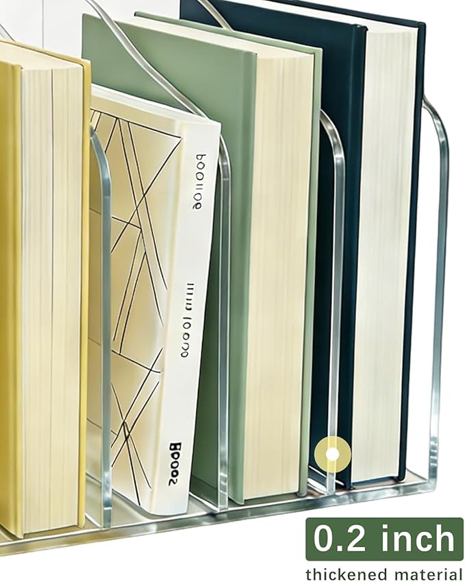 Acrylic Desk Organizer 5 Vertical Compartments Clear Magazine Holder Office Organization,Office Home Classroom File Organizer for Desk