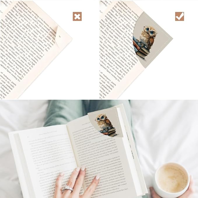 2PCS PU Leather Bookmarks 3.5x3.5 Inch Owl Glasses Book Design | PU leather bookmarks with owl glasses book design for novels, notebooks, class notes, students, teachers and book lovers
