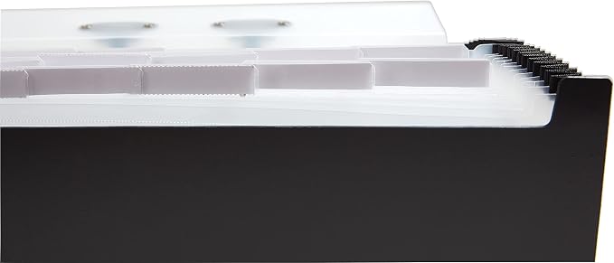Staples Expanding Case File, 26‑Pocket Accordion Organizer, Legal Size, Heavy‑Duty Poly Construction with Carry Handle, Black