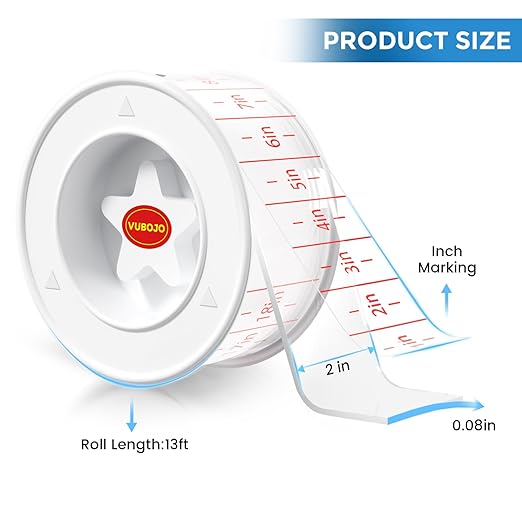 2In x 13Ft Double Sided Tape Heavy Duty, Nano Tape, Double Sided Mounting Tape, Heavy Duty Double Sided Tape for Walls, Built-in inch markers，Clear & Tough Adhesive Tape for Poster Photo Wall Décor