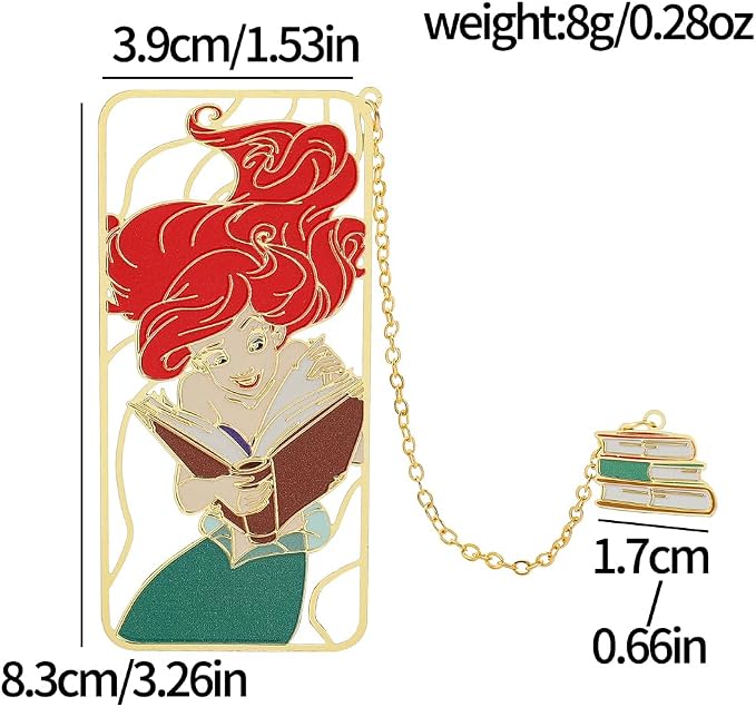 Cute Little Mermaid Anime Metal Book Mark -Metal Bookmarks Anime Fans Collection Accessories Reading Marker Gift for Book Lovers Women Girls Kids (Set)