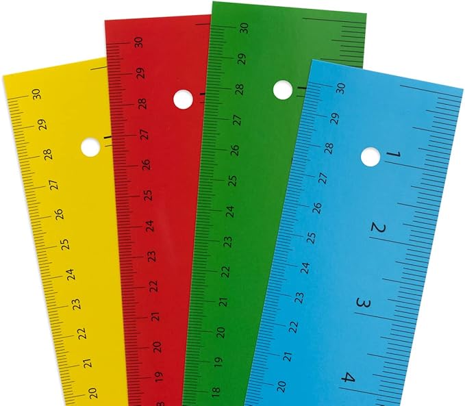 Paper Ruler - 12" Bulk Rulers for Classroom, STEM, Easy-to-Read Numbers, Bold Color Cardstock, 144 Pack, Hygloss Products