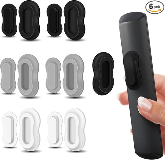 HOTEC 6 Pack Magnetic Remote Control Holder Wall Mount, Upgraded No Drill Self-Adhesive TV Remote Organizer, Universal Storage for TV, Fan, AC, Media & RV Accessories (Black, Grey, White)