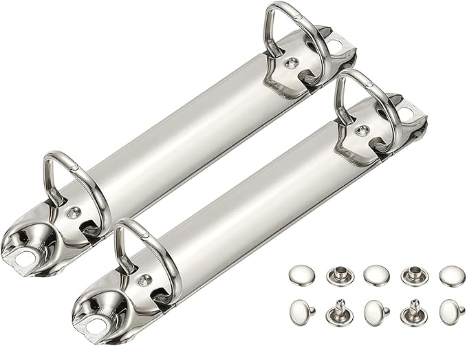 PATIKIL B7 2 Hole Ring Binder Mechanisms, 2 Set 0.63" D Ring Replacement Binder Planner Loose Leaf Binding Spines for Organizers DIY Fill Paper Storage Folder Accessories, 20mm Silver Tone
