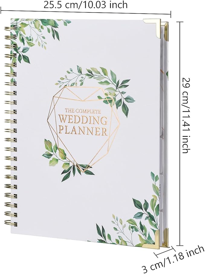 Wedding Planner Book and Organizer for Bride, Wedding Planning Binder with Tabs, Checklists, Countdown Calendar & Pocket, Engagement Unique Gifts for Couples, Bridal Wedding Planners Essentials