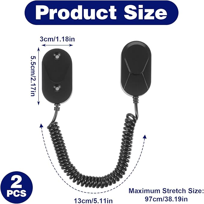 2Pcs Magnetic Remote Leash Control Holder with Spring Ropes Safely Secure TV Remotes & Small Items Retractable Anti-lost Rope Organizer with Adhesive for Projector TV Air Conditioner Remotes