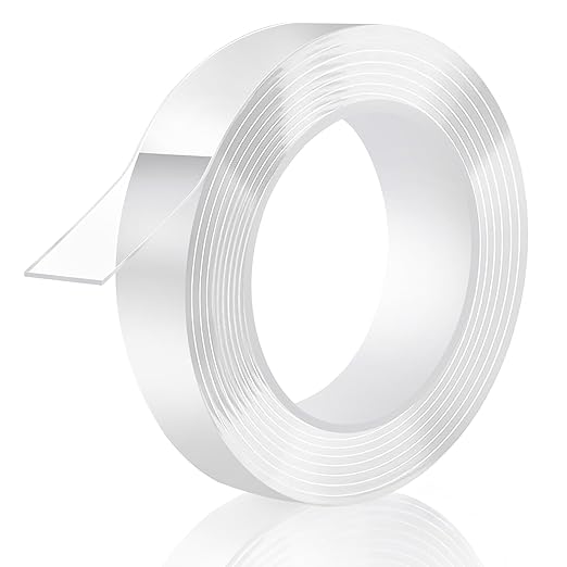 Double Sided Tape Heavy Duty, Removable Nano Double Sided Adhesive Tape, Clear Mounting Tape Picture Hanging Adhesive Strips Waterproof for Walls Photo Crafts Carpet Poster, 1" x 16.5FT
