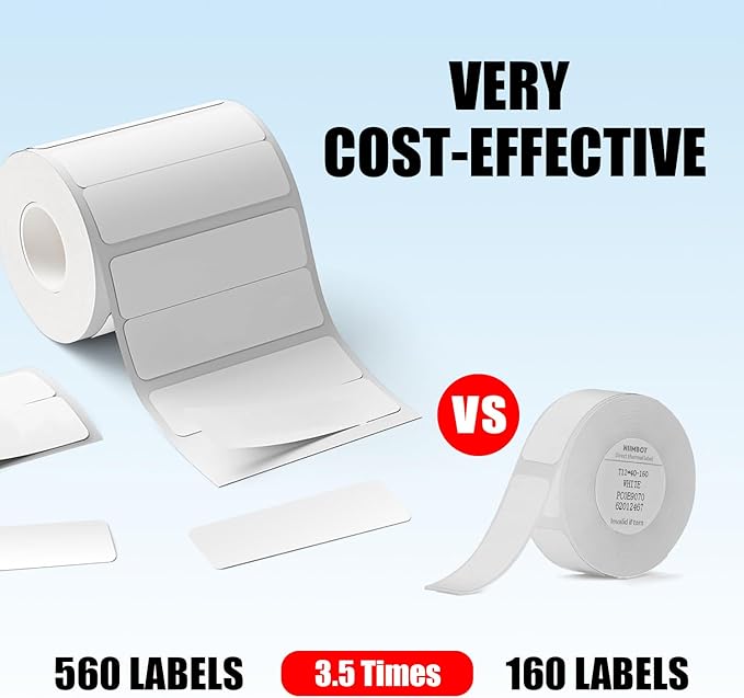 NIIMBOT Labels for B1/B21/B3S/K3 Label Maker, (3 Rolls, 1.57'' x 0.47'' / 40x12mm) Thermal Sticker Label, Waterproof, Oil-Proof and Tear-Proof, Self-Adhesive Thermal Labels (White)