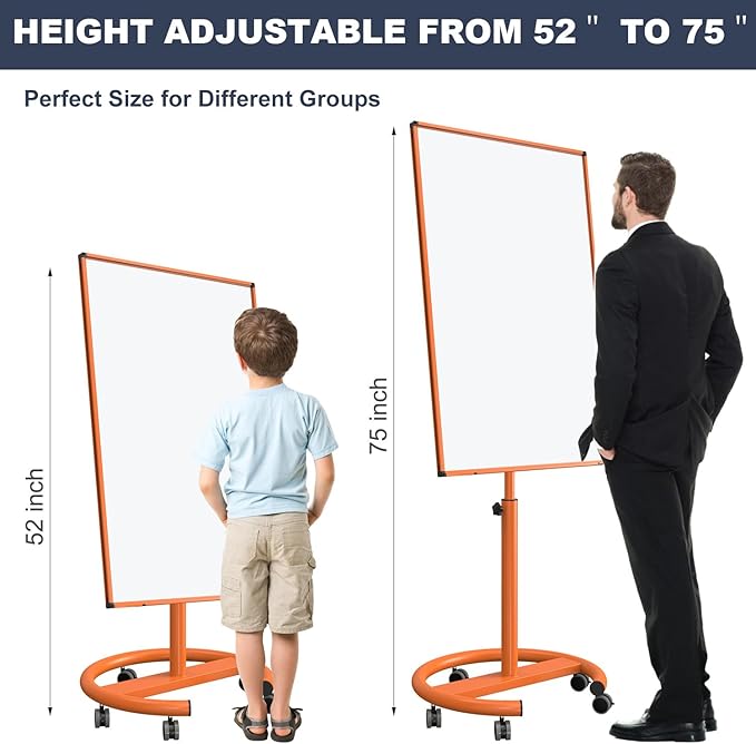 Mobile Whiteboard, 40x26 Inches White Board on Wheels, Magnetic Dry Erase Board with Stand, Portable Standing Dry Erase Board for Classroom, School, Office, Home, Teacher, with Flip Chart Paper