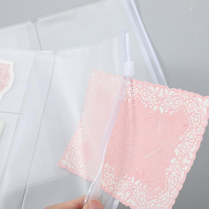 5PCS Travelers Notebook Insert, Transparent PVC Pocket Organizer, Travelers Notebook Accessories, Zippered Pouches with Elastic Bands, Storage Inserts for Cards, Notes, Money