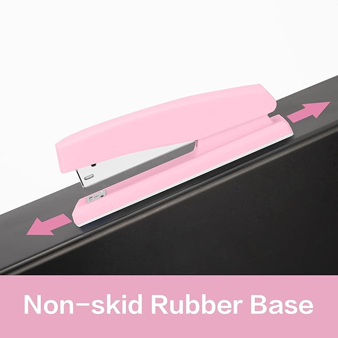Deli Stapler, Desktop Staplers, Office Stapler, 25 Sheet Capacity, Includes 1000 Staples and Staple Remover, Pink