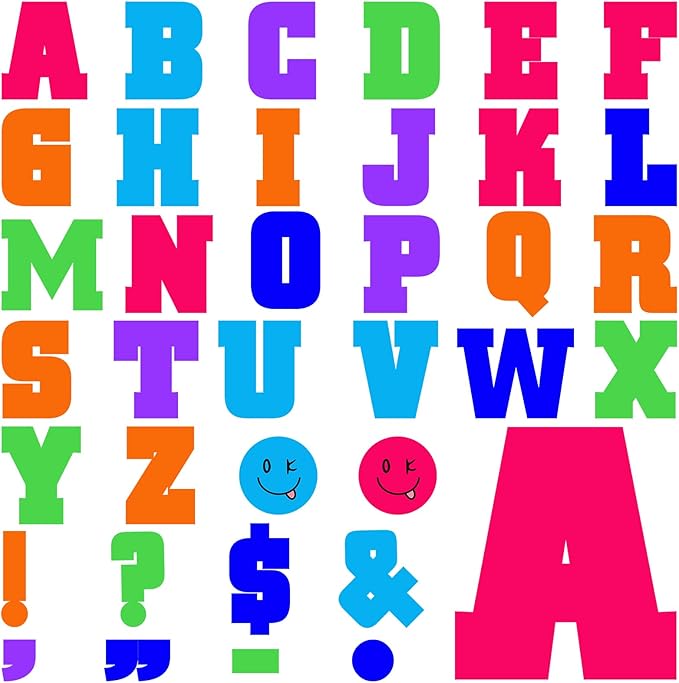 136 Pcs 12 in Extra Large Pastel Christmas Bulletin Board Letter Big Alphabet Letter Cutout Sticker Punctuation with Adhesive Dot Colorful Poster Classroom Wall School Decor(Bright Color)
