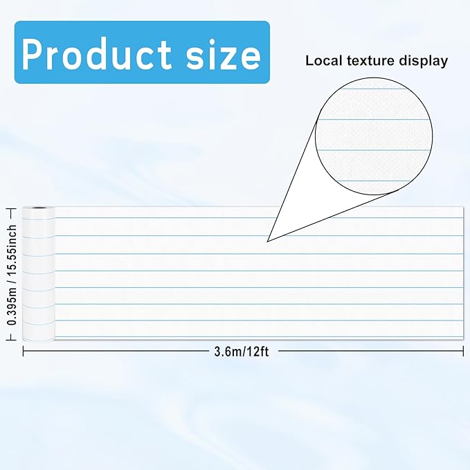 Lined Board Roll Reusable Waterproof Erasable Bulletin Board Wrinkle Resistant Poster Non-Woven Fabric Bulletin Board Roll for Classroom Decor Wrap Crafts 15.55" x12ft