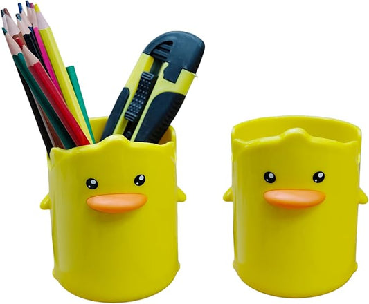Adorable Cartoons Pencil Holders - Multifunctional Desktop Organizers (2 Pcs Duck)