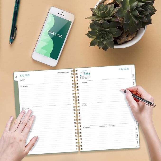 2026-2027 Planner - Academic Planner 2026-2027 from July 2026 to June 2027, Weekly Monthly Planner 2026-27 with 12 Monthly Tabs, Inner Pocket, 6.4" x 8.5", Green