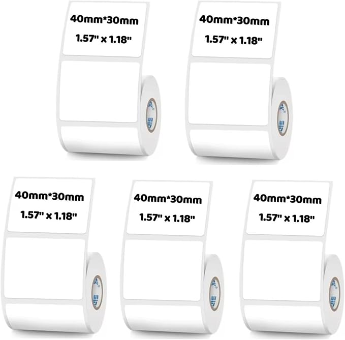 White Thermal Labels Compatible with Phomemo, Marklife for Barcode, Price Tags, Shipping & Logo Design (5, 1.57" x1.18" 230pcs/Roll)