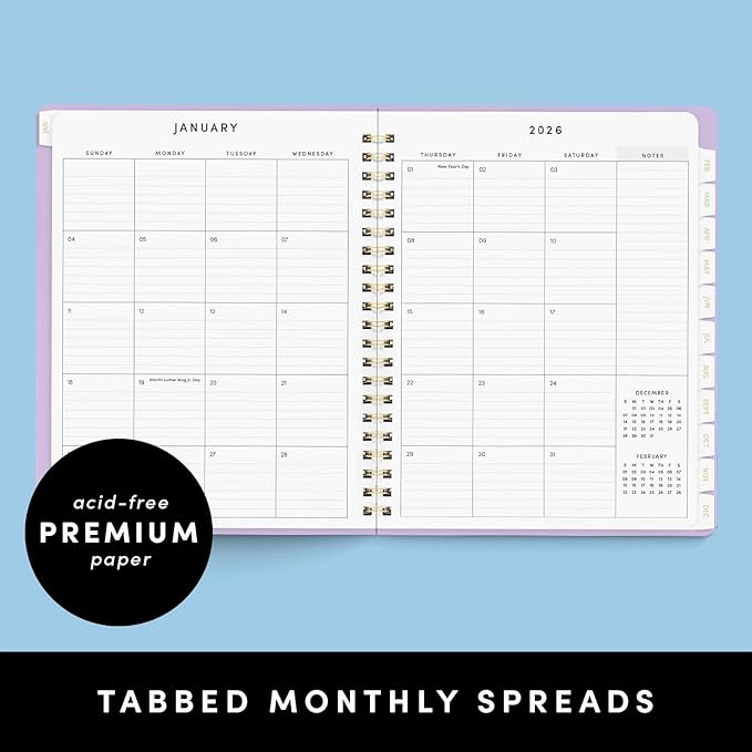 PAPERAGE 2026 Weekly & Monthly Planner, 12 Months, 9.2x11.2 in, Dark Green