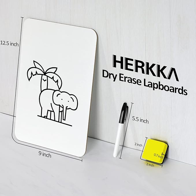 Dry Erase Lapboards, HERKKA 32 Pack Double Sided Dry Erase Lap Boards 9 x 12.5 Inch, 32 Markers, 32 Erasers, Small Dry Erase Boards for Students Classroom Teacher Supplies