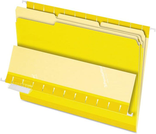 Pendaflex Interior File Folders, 1/3 Cut, Top Tab, Letter Size, Yellow, 100 per Box (4210 1/3 YEL)