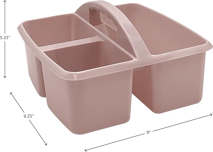 Teacher Created Resources Light Mauve Portable Plastic Storage Caddy 6-Pack for Classrooms, Kids Room, and Office Organization, 3 Compartments