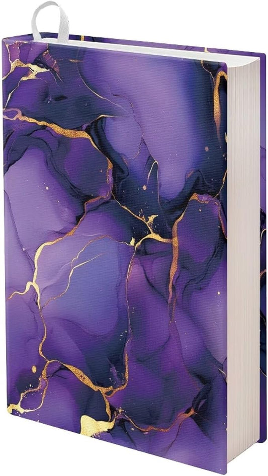 Dreaweet Purple Marble Print Book Sleeve Cover for Hardbook,Book Accessories Hard Books Cover for Paperback,Washable Fabric,Book Protector Book Case for Women Girls