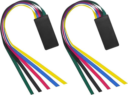 2 Pcs Bible Bookmark, Colorful Ribbon Bookmark, Artificial Leather Bible Ribbons Bookmarks, Page Markers with 5 Ribbons Colors for Books Novel Bible, Reading Lovers Students Teachers, Black