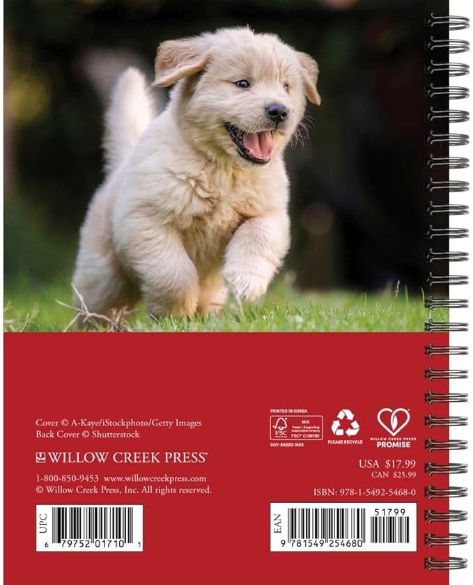 Willow Creek Press, What Goldens Teach Us 2026 Engagement Planner, 7'' X 8.66'', Weekly Calendar with Spiral Binding