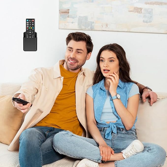 6 Pack Remote Control Holder Wall Mount Media Controller Organizer Self Adhesive TV Remote Storage Box Wall Pen Holder for Bedroom Headboard Home Office School (Black)