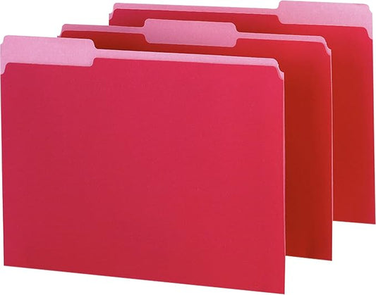 TOPs Products 1/3 Cut Colored Interior Folders (ESS421013RED)