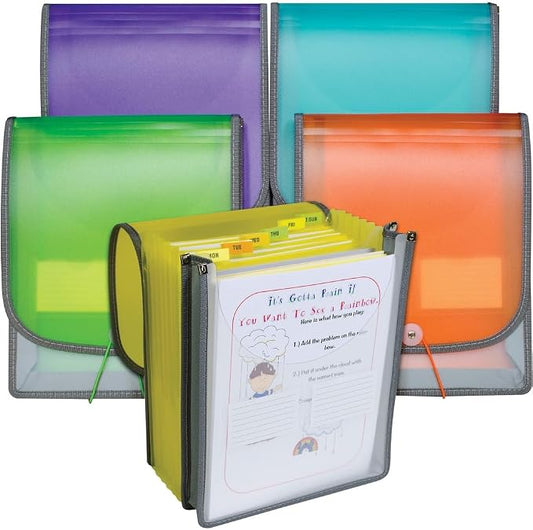 C-Line 7-Pocket Vertical Expanding Backpack Organizer File, 1 File, Color May Vary (58700), Assorted, 1" x 10 1/4" x 12 3/4" (Pack of 12)