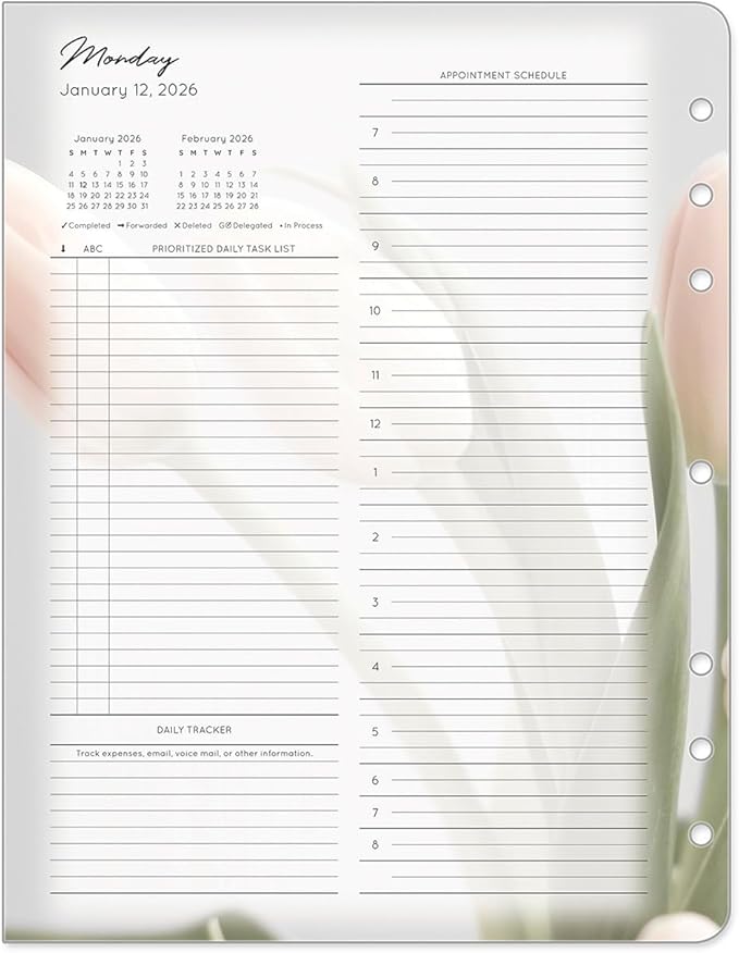 FranklinCovey - Blooms Planner Refill | Two Pages Per Day Ring-Bound (Monarch, Jan 2026 - Dec 2026)