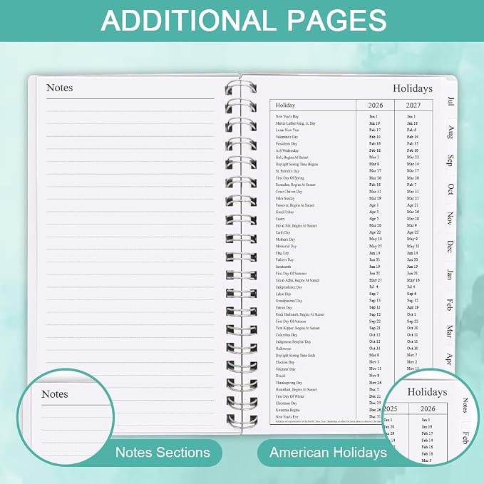 2026-2027 Pocket Planner/Calendar - July 2026 - June 2027, A6 Weekly & Monthly Organizer to Track Goals, Easy to Organize Your Daily Life, 3.75" x 6.75", Teal
