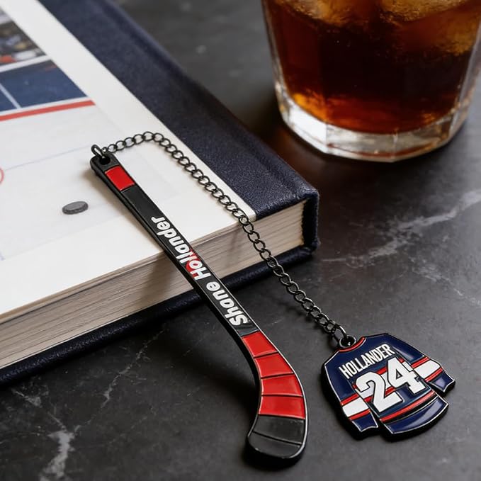 Heated Rivalry Inspired Ice Hockey Stick Bookmark, Hockey Rivals Ilya Rozanov 81 Shane Hollander 24 Metal Bookmarks Gifts Accessories for Fans Women Men Birthday Book Lovers (2pcs Ice Hockey Stick)