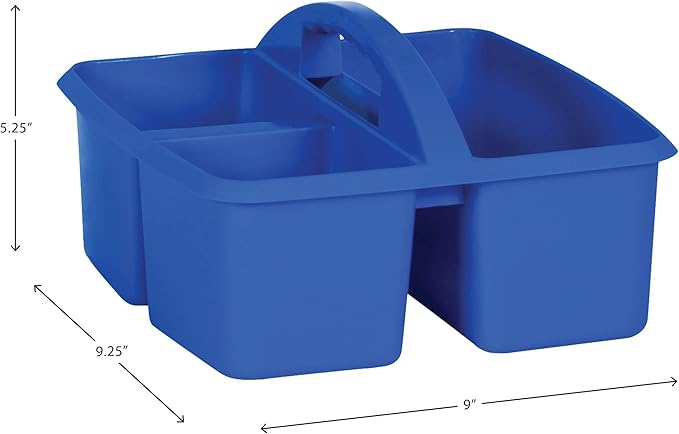 Teacher Created Resources Assorted Primary Colors Portable Plastic Storage Caddy 6-Pack for Classrooms, Kids Room, and Office Organization, (Blue, Green, Orange, Purple, Red and Yellow) 3 Compartment