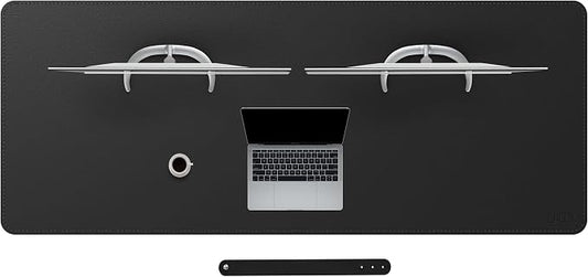 Cacoy 66.9'' x 27.5'' Leather Desk Pad Blotter Protector, Large Gaming Keyboard Mouse Pad, Faux Leather Desk Mat for Desktop and Laptop, Waterproof XXXL Extended Desktop Keyboard Mouse Mat, Black