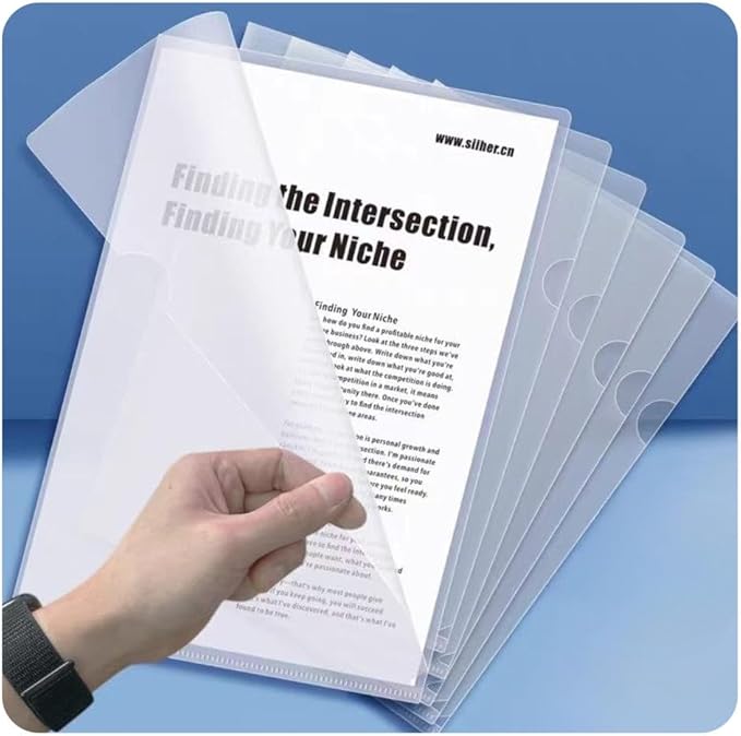 L-Type Plastic Folder Safe Project Pockets Transparent Clear Document Folder 12pcs for A4 paperPlastic Paper Jacket Sleeves in Assorted Project Folders
