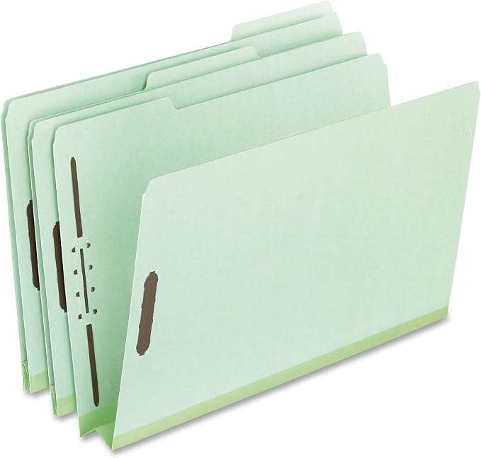 Pendaflex Pressboard Fastener Folders, Letter Size, Light Green, 2" Expansion, 1/3 Cut, 25/BX (17181)