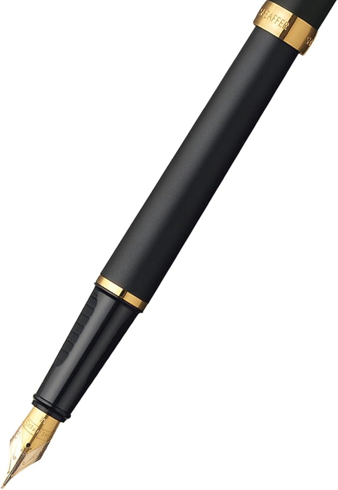 Sheaffer Prelude Black Matte Fountain Pen with 22KT Gold-Plated Trim and Medium Nib