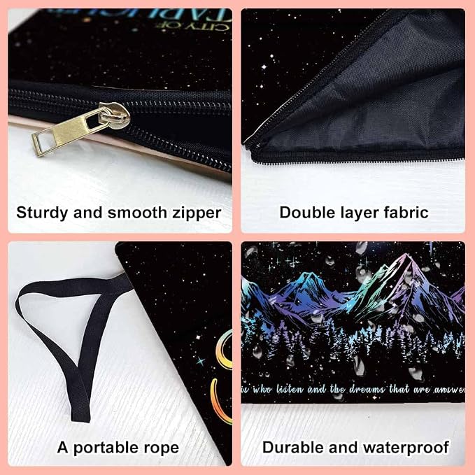 1pc Polyester Book Sleeve 34cm(13.4inch) x24cm(9.45inch) Star Light Book Covers with Zipper and Front Pocket Birthday Gift for Students Teachers
