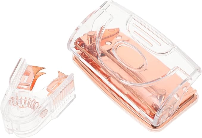 VILLCASE 4sets Cardboard Two Hole Puncher Stapler Remover Set Portable Office Staple Puller Stylish Rose Gold Design for Efficient Document Organization