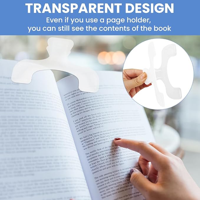 2pcs Transparent Book Clips Book Page Holder Bookmark Books Page Open Holder for Teachers, Students,Clerks, Ideal for Classroom, Office(Color:Clear)