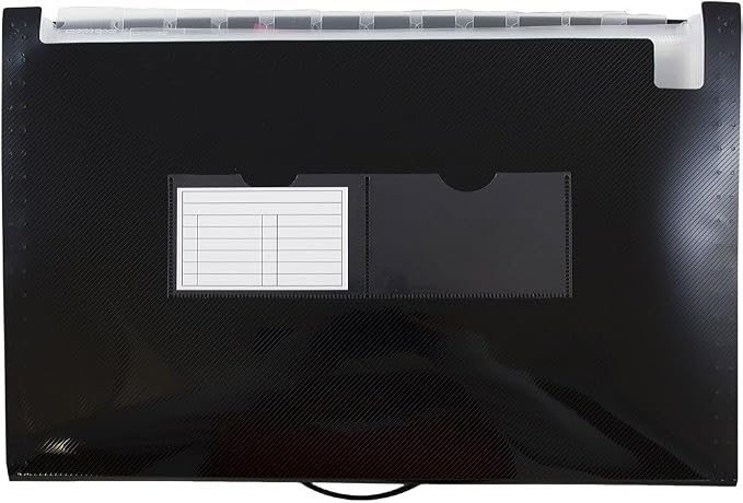 JAM PAPER Accordion Folders - 13 Pocket Plastic Expanding File - Legal Size - 10 x 15 - Black - 2/Pack