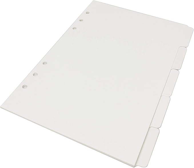 Index Tabs for A5/A6 6-Holes Cover Round Ring View Binder File Folder Loose Leaf Sheet Protectors Binder Cover Protector (Horizontal White Paper, A5/21cm*15cm/8.5 Inch)