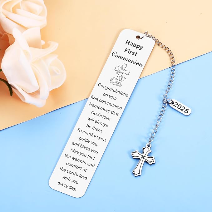 1st Communion Gifts for Godson 1st Holy Communion Bookmark, Baptism Bookmarks Easter Basket Stuffers for Teens Adults Religious Bookmark, 1st Communion Gifts for Girls Boys