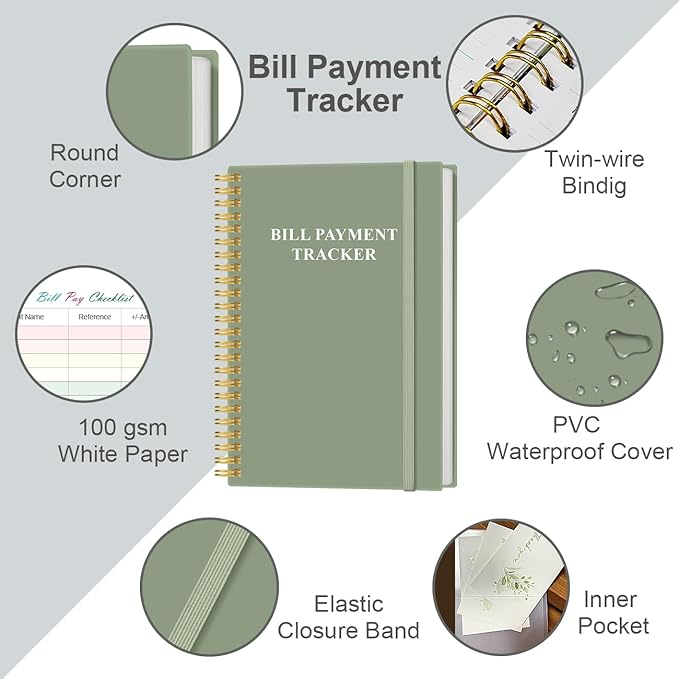 Bill Payment Checklist - Monthly Bill Organizer & Planner for Personal Budgeting Financial, Bill Payment Tracker Notebook, 5.8" x 8.5", Green