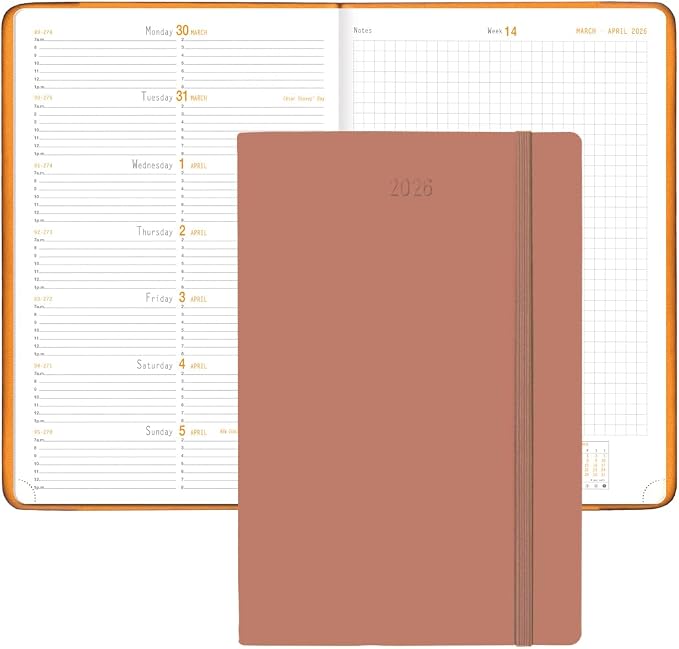 Rhodia Webplanner 2026 Calendar Year - 6 1/4" x 9 3/8" - Rosewood Cover - Weekly Planner Organizer