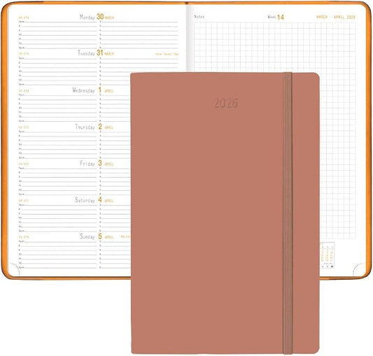 Rhodia Webplanner 2026 Calendar Year - 6 1/4" x 9 3/8" - Rosewood Cover - Weekly Planner Organizer