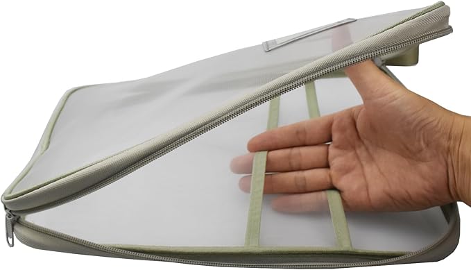 Nylon Document Bag with Zipper Light Transparent Mesh File Bag Pouch with Strap for Books A4 Documents Organizer (2, Green&Blue)