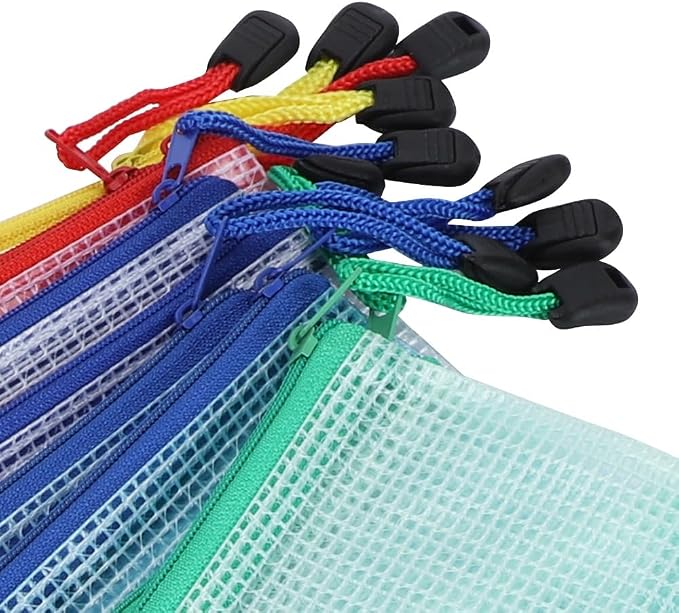 10Pcs Mesh A5 Document Pouch – Water Proof PVC File Bag for Office Supplies Storage, Zipper Envelope Organizer with Clear Window 9.2x6.9 in